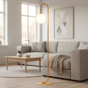 Lampa stojąca podłogowa nowoczesna pomarańczowa biała kula stick 1xE14 10W FLOR Emibig