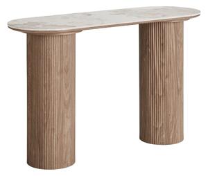 Beżowa/w naturalnym kolorze konsola z blatem w dekorze marmuru 40x120 cm Athens – House Nordic