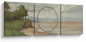 Obraz - Jean-Baptiste-Camille Corot, Beach Near Etretat, reprodukcje (z zegarem) (90x30 cm)
