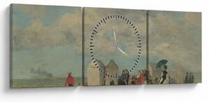 Obraz - Eugène Boudin, Beach Scene, reprodukcje (z zegarem) (90x30 cm)
