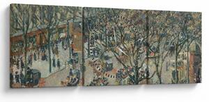 Obraz - Camille Pissarro, Boulevard des Italiens, Morning, Sunlight, reprodukcje (z zegarem) (90x30 cm)