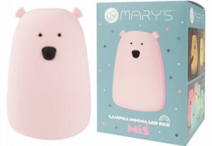 Lampka nocna dla dzieci bezprzewodowa RGBW pilot różowa miś duży LED 0.4W Mary's