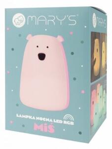 Lampka nocna dla dzieci bezprzewodowa RGBW pilot różowa miś duży LED 0.4W Mary's