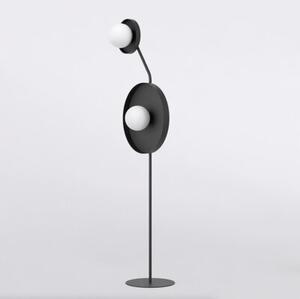 Lampa stojąca podłogowa nowoczesna czarna okrągłe talerze 2xG9 8W KISS Emibig