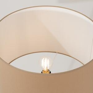 Lampa stojąca podłogowa z abażurem taupe trójnóg drewniany 1xE27 15W SKUMRA Pure Lume