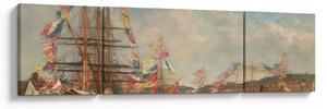 Obraz - Eugène Boudin, Festival in the Harbor of Honfleur, reprodukcje (170x50 cm)