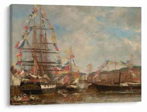Obraz - Eugène Boudin, Festival in the Harbor of Honfleur, reprodukcje (70x50 cm)
