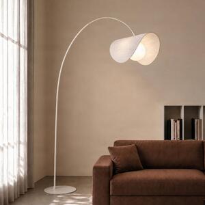 Lampa łukowa - lampa stojąca Tamani Lucande, możliwość ściemniania, kremowy / amber, salon / jadalnia, tkanina / materiał / jedwab, design
