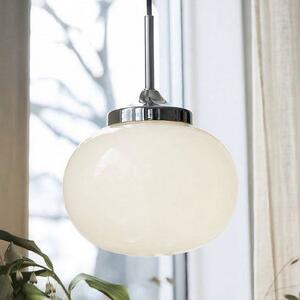 PR Home Lampa wisząca Elsy, biała/chromowana, Ø 18 cm, szkło, wtyczka Elsy, biały / opal, salon / jadalnia, metal, skandynawski