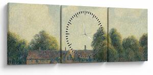Obraz - Camille Pissarro, Hampton Court Green, reprodukcje (z zegarem) (90x30 cm)