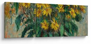 Obraz - Claude Monet, Jerusalem Artichoke Flowers, reprodukcje (z zegarem) (90x30 cm)