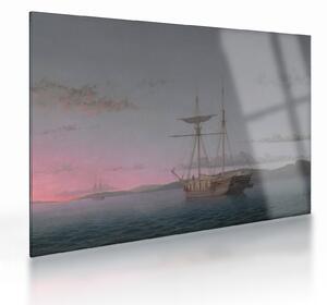 Obraz na szkle - Fitz Henry Lane, Lumber Schooners at Evening on Penobscot Bay, reprodukcje (70x50 cm)