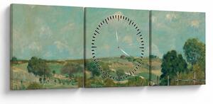 Obraz - Alfred Sisley, Meadow, reprodukcje (z zegarem) (90x30 cm)