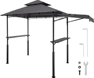 Altana grillowa VEVOR, 2430x1500x500mm, obudowa grilla na zewntrz, 2-poziomowa obudowa altany grillowej, altana ogrodowa z podwójnym dachem ze wzmocnionymi wspornikami i markiz, na patio, podwórko i ogród