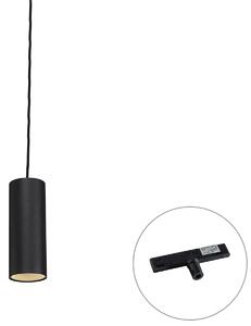 Designerska lampa wisząca czarna z adapterem do szyny 1-fazowej - Slimline Tubo
