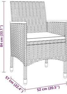 Zestaw Mebli Ogrodowych Komplet Jadalniany Z Poduszkami 3-Częściowy Szary Rattan Na Taras Balkon Ogród