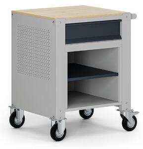 Mobilny kontener G9, 1 półka, 1 szuflada, 675 x 595 x 865-1130 mm, szary/grafitowy