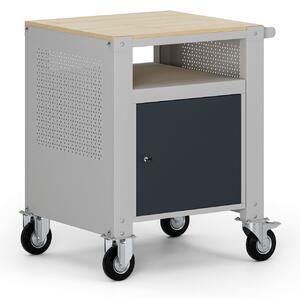 Mobilny kontener G9, 1 półka, 1 szafka, 675 x 595 x 865-1130 mm, szary/grafitowy
