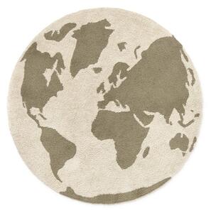 Zielono-kremowy bawełniany dywan dziecięcy odpowiedni do prania/tkany ręcznie ø120 cm World Map – Lorena Canals