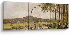 Obraz - French 19th Century, Race Course at Longchamps, reprodukcje (z zegarem) (90x30 cm)