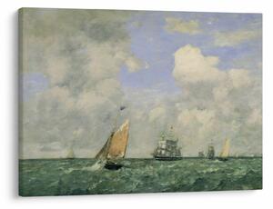 Obraz - Eugène Boudin, Ships and Sailing Boats Leaving Le Havre, reprodukcje (70x50 cm)