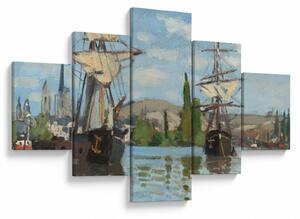 Obraz - Claude Monet, Ships Riding on the Seine at Rouen, reprodukcje (125x70 cm)