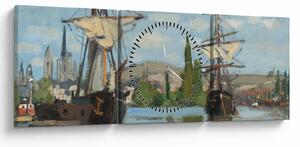 Obraz - Claude Monet, Ships Riding on the Seine at Rouen, reprodukcje (z zegarem) (90x30 cm)