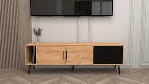 Szafka RTV Norda dąb craft zloty, czarna 175cm