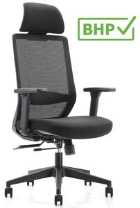 Czarne krzesło biurowe Perun, ergonomiczne, zgodne z normą BHP