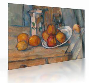 Obraz na szkle - Paul Cézanne, Still Life with Milk Jug and Fruit, reprodukcje (70x50 cm)