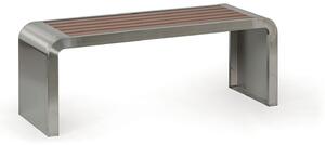 Ławka parkowa RESTO, 1200 mm, stal nierdzewna/brąz
