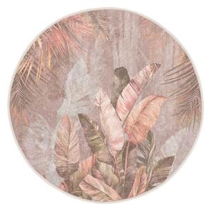Jasnoróżowy okrągły dywan odpowiedni do prania ø 150 cm Dusty Leaves – Mila Home