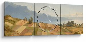Obraz - Alexandre Calame, Swiss Landscape, reprodukcje (z zegarem) (90x30 cm)