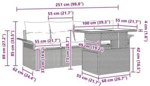 Zestaw Mebli Ogrodowych Komplet Wypoczynkowy Z Poduszkami 5-Częściowy Czarny Rattan Na Taras Balkon Ogród