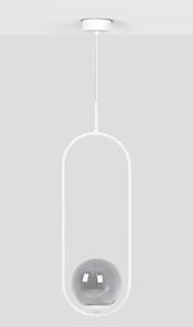 Biało-grafitowa eliptyczna lampa wisząca nad wyspę - A488-Erdi