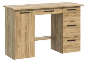 Skandynawskie biurko z szufladami i półkami dąb craft - Elefro