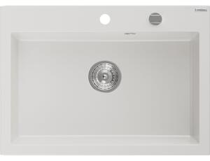 Mexen Elix zlewozmywak granitowy 1-komorowy 700 x 500 mm, biały, syfon chrom - 6526701005-20