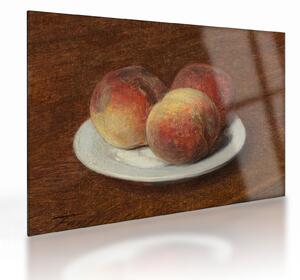 Obraz na szkle - Henri Fantin-Latour, Three Peaches on a Plate, reprodukcje (70x50 cm)