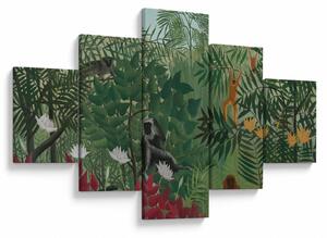 Obraz - Henri Rousseau, Tropical Forest with Monkeys, reprodukcje (125x70 cm)
