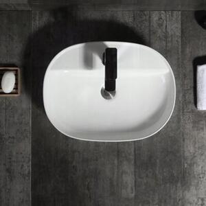 Umywalka nablatowa ceramiczna biała stawiana na blat połyskowa 60x40x12 cm