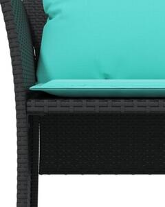 Zestaw Mebli Ogrodowych Komplet Wypoczynkowy Z Poduszkami Czarny Rattan Na Taras Balkon Ogród