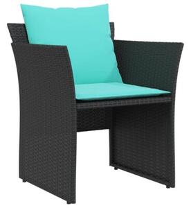 Zestaw Mebli Ogrodowych Komplet Wypoczynkowy Z Poduszkami Czarny Rattan Na Taras Balkon Ogród