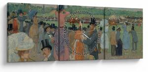 Obraz - Jean-Louis Forain, The Races at Longchamp, reprodukcje (z zegarem) (90x30 cm)