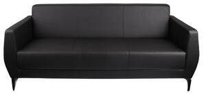 Trzyosobowa Sofa Basco Black 3, do biura, do recepcji, do lobby, skórzana, elegancka