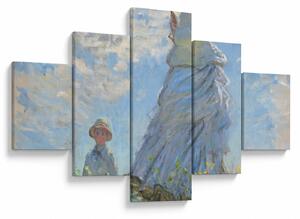 Obraz - Claude Monet, Woman with a Parasol - Madame Monet and Her Son, reprodukcje (125x70 cm)