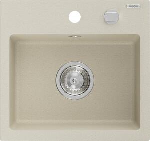 Mexen Milo zlewozmywak granitowy 1-komorowy 435 x 410 mm, beżowy, syfon chrom - 6505441000-69