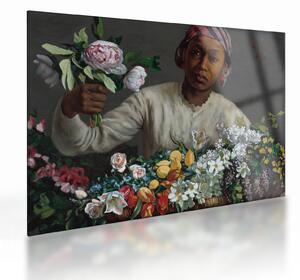 Obraz na szkle - Frédéric Bazille, Young Woman with Peonies, reprodukcje (70x50 cm)