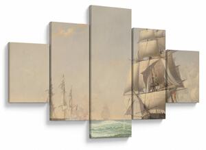 Obraz - Fitz Henry Lane, The United States Frigate President Engaging the British Squadron, reprodukcje (125x70 cm)