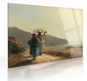 Obraz na szkle - Camille Pissarro, Two Women Chatting by the Sea, St. Thomas, reprodukcje (70x50 cm)