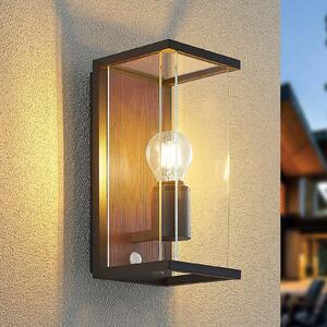 Lampa zewnętrzna z czujnikiem ruchu Elwin Lucande, możliwość ściemniania, czarny, aluminium, nowoczesny